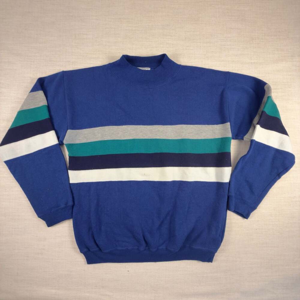 Vintage The Apparel Zone Mock Neck Striped Sweatshirt Size L